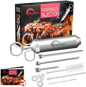 Vecolex Stainless Steel Meat Injector Marinade Syringe Heavy Duty 