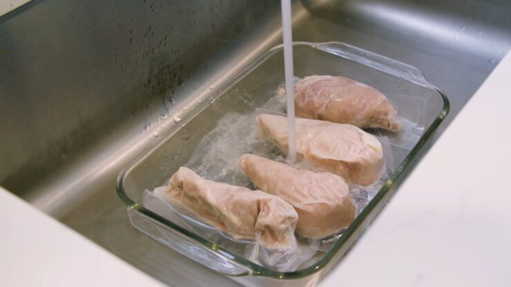 Place your chicken under running water before cooking